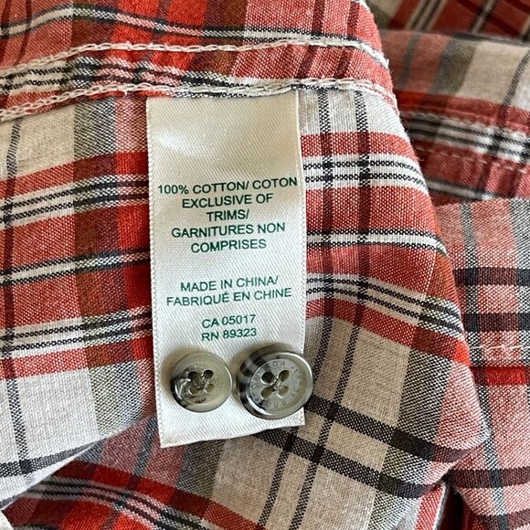 Roots Canada Womens Red Plaid Button-Up Shirt Large 100% Cotton Long Sleeve - Picture 5 of 9